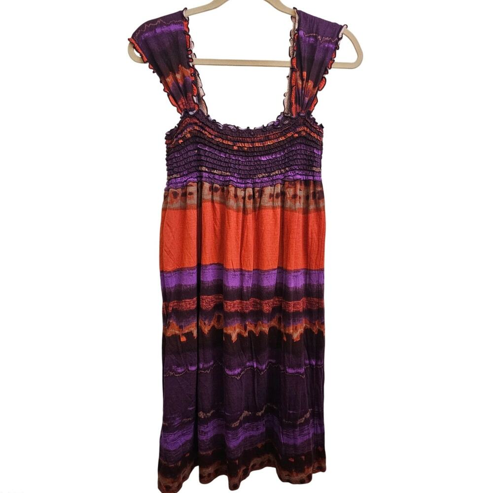 NWT Max Studio Orange Purple Sleeveless Midi Dress Size M